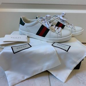 SOLD Gucci Ace Embroidered White Leather